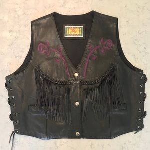 Leather motorcycle vest
